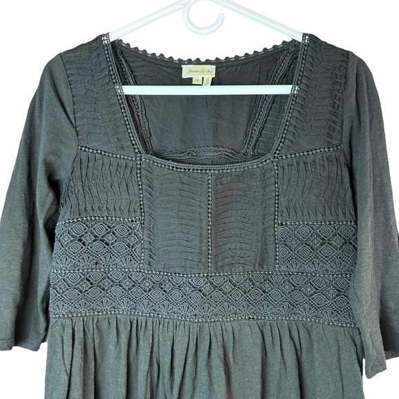 Anthropologie Meadow Rue Tops Womens XS Black Lace Embellished Bodice Baby Doll - Picture 3 of 8